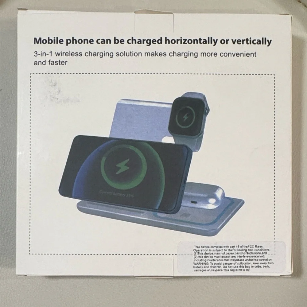 3-in-1 Foldable Wireless Charger, black
